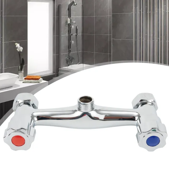 Thermostatic Shower Bar Mixer Valve Tap Chrome-Bathroom Twin-Bottom 1/2 Outlet
