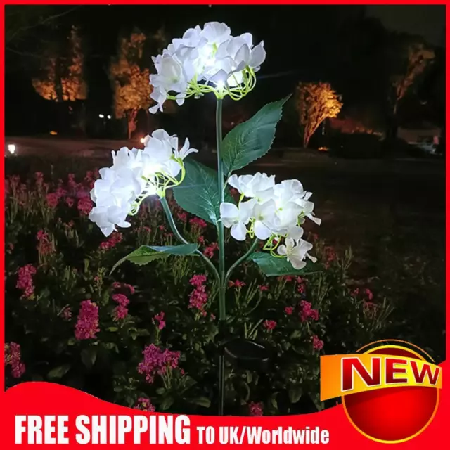 2pcs 3 Heads Hydrangea Ground Light LED Solar Path Yard Lights for Home(White)