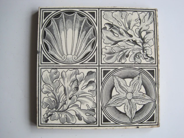 Antique Victorian 6" Maw & Co Shoreline Tile C1880 - Owen Gibbons Design
