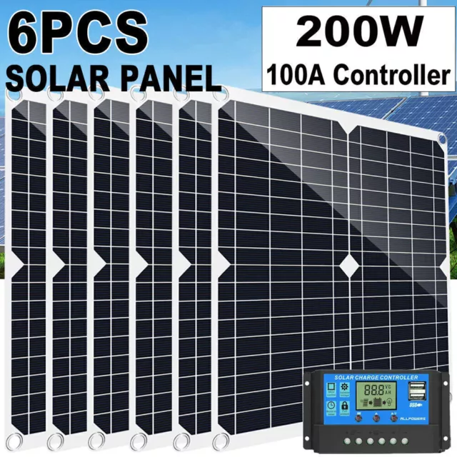 2400 Watts Solar Panel Kit 100A 12V Battery Charger w/ Controller Caravan Boat