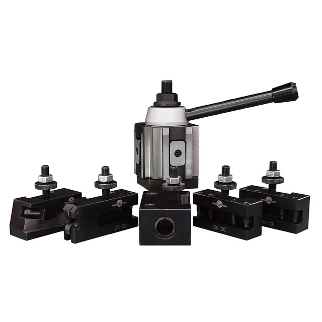 BXA 250-222 Wedge Type Quick Change Tool Post Kit With 7 Tool Holders - 10 To 15 Swing, Steel