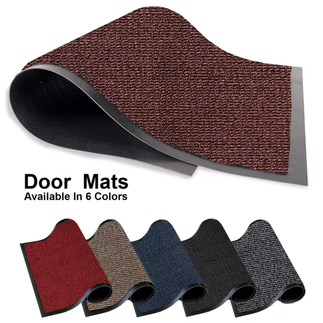 Rubber Heavy Duty Door Mats Indoor Dirt Trapper Water Absorbent Washable Welcome