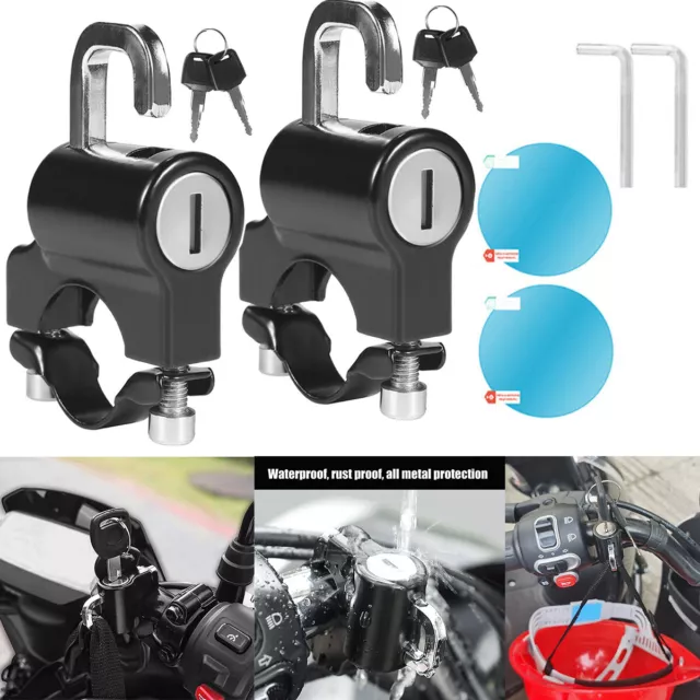Fit Motorbike Motorcycle Handlebar Helmet Lock Anti-Theft Padlock Universal 2PCS