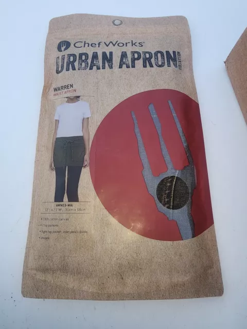 Chef Works Urban Apron: Warren Half Bistro Apron 19"L x 31 1/2"W Olive