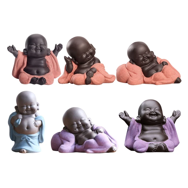 Niedlicher kleiner Baby Mönch aus Keramik, glückliche Buddha Statue,