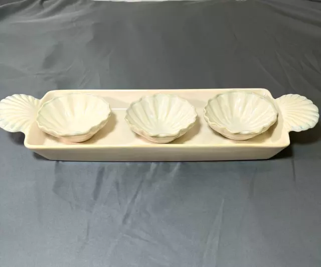 SHORELINE COLLECTION by Home Studio 3 Small Seashell Dipping Bowls with Tray