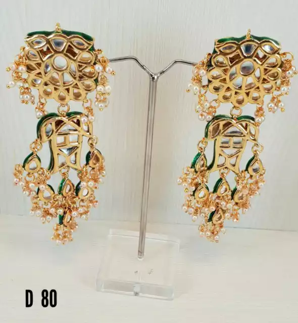 Plaqué Or Indien Kundan Traditionnel Boucles Dernier Bollywood Bijoux ES7