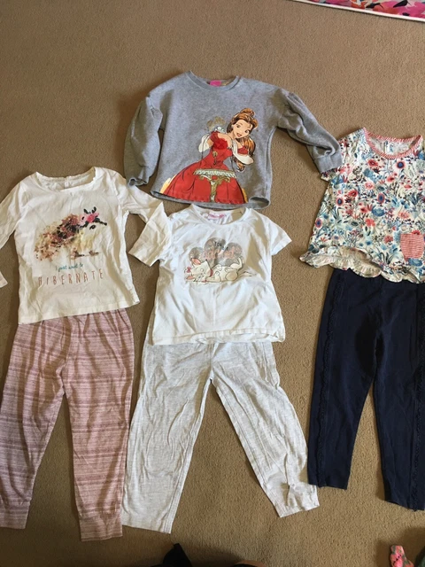 PACCHETTO RAGAZZE 7x ARTICOLI DISNEY PJS TOP PJS LEGGINGS CARINI TAGLIA 3 4 2