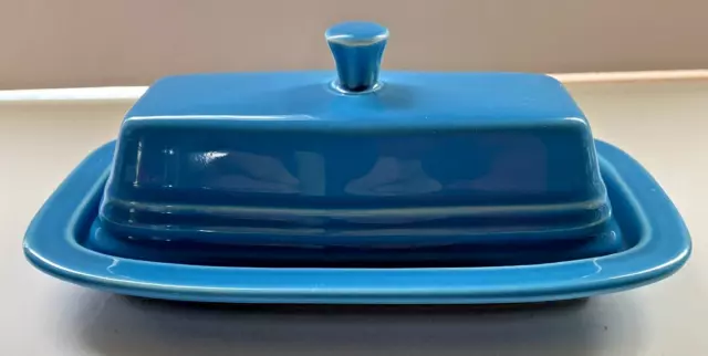 HLC Fiesta Teal Blue Butter Dish with Lid Homer Laughlin Made in USA Home Decor