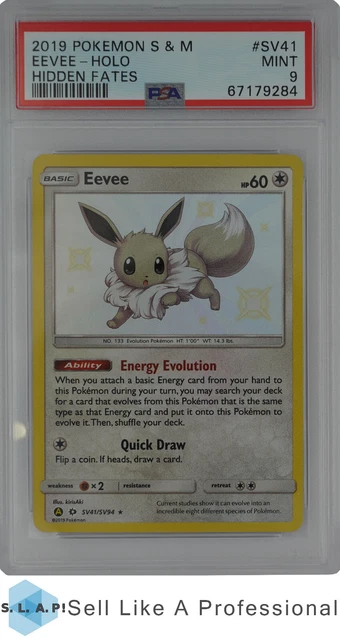2019 Pokemon Sun & Moon Hidden Fates Eevee Holo SV41 PSA 9