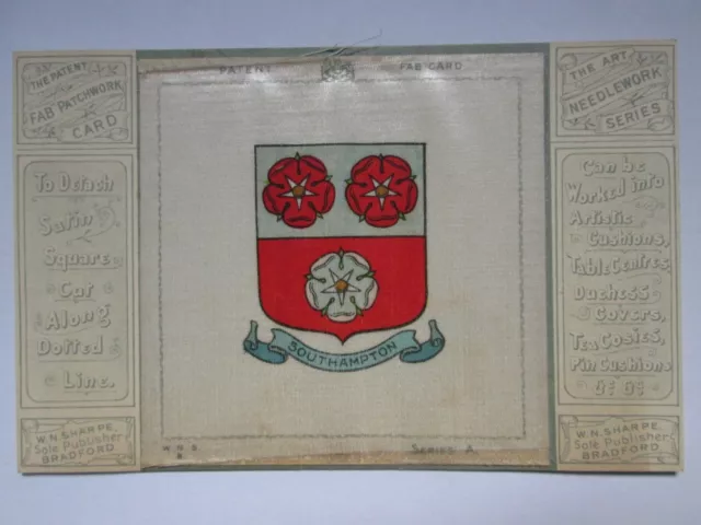 Fab Card Southampton Coat of Arms Sharpe of Bradford Silk Patch Postcard L19