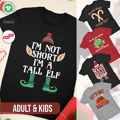 T-shirt Natale Adulti Bambini Biologiche Festa Scherzo Riempitivo Calzatura Regalo FAMIGLIA