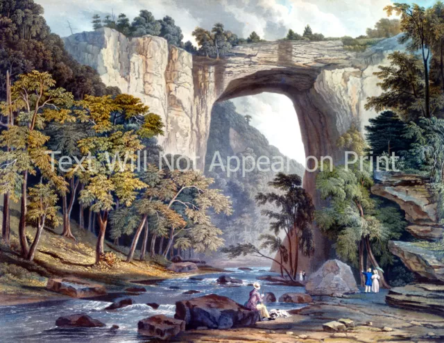 1835 View of Natural Bridge, Virginia Art Print 8.5" x 11" Reprint Reproduction