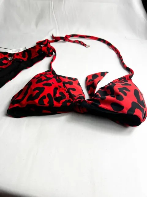 DOLCE & GABBANA black red strap tie tiger print bikini bathing suit #4 $575