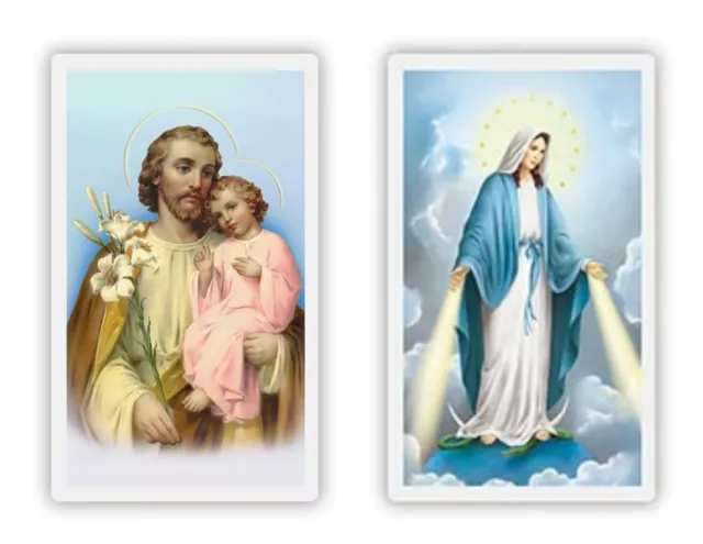 Laminated "Hail Mary" and "Novena to St. Joseph" Holy Prayer Cards Set Catholic