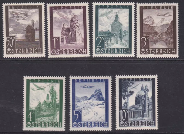 Austria 1947 Air Airplane Over  Sg 1017-1023  Set 7 Mnh