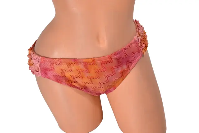 Women's Lucky Brand Pink Orange Hipster Bikini Bottom Size Large NWT