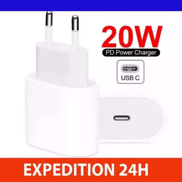 CHARGEUR SECTEUR Pour IPHONE USB-C adaptateur  Type-C 12 PRO MAX 7 8 X XS XR 11