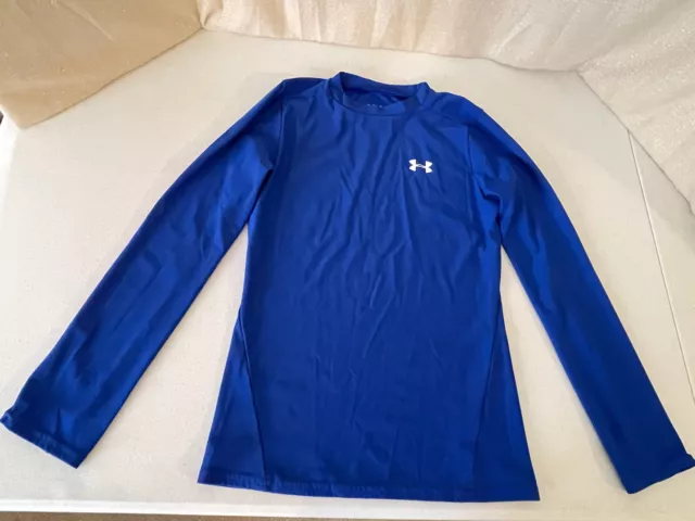 UNDER ARMOUR, YOUTH (YLG), Boys, Blue, Heat Gear, Pullover, Long Sleeve Shirt.