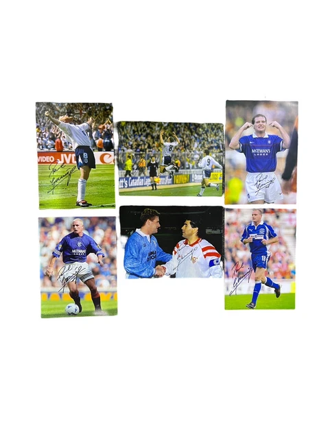 6x Paul Gascoigne Signed 16x12 Photos Everton Lazio Rangers Tottenham Hotspur
