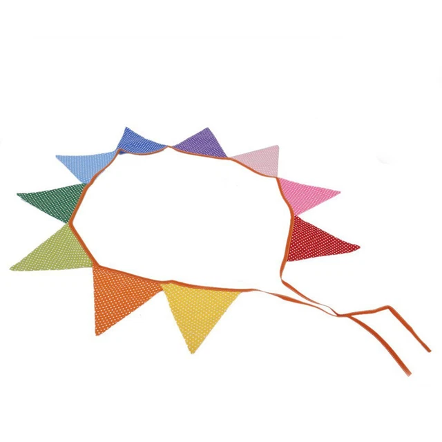 10 un. banderas de triángulo punteado de lunares banderas fiesta pancartas para decoración (aleatorias)
