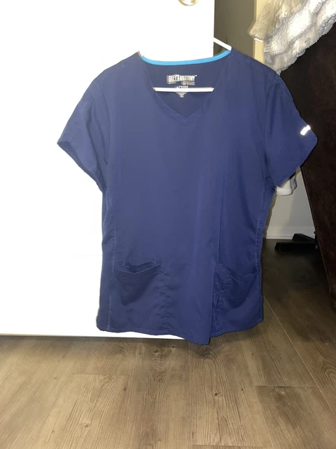 Grey’s Anatomy scrub top XL womens Navy Blue Barco Active stretch