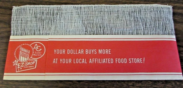 Vintage - Banner Odd - E-Z Shop - Ag Super Markets Original Paper  Deli Cap Mint