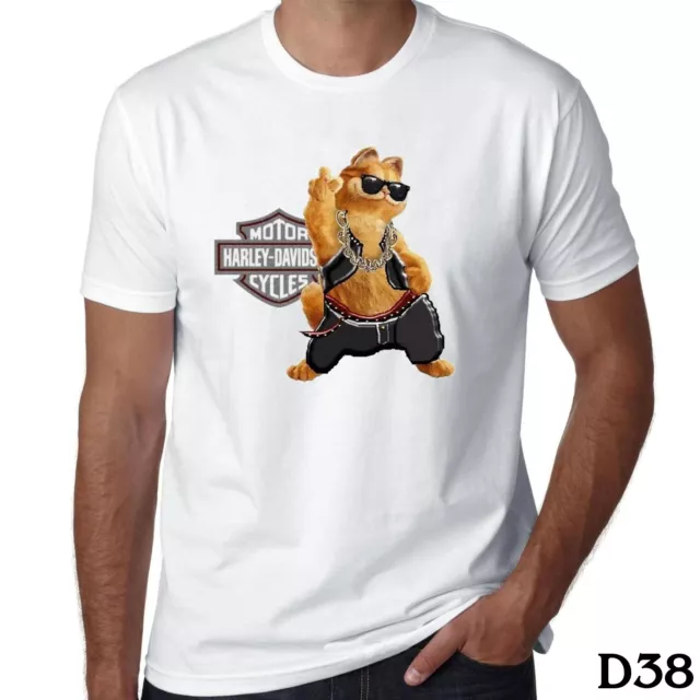 harley-davidson motorcycle t-shirt  with cat funny/ for gift 2