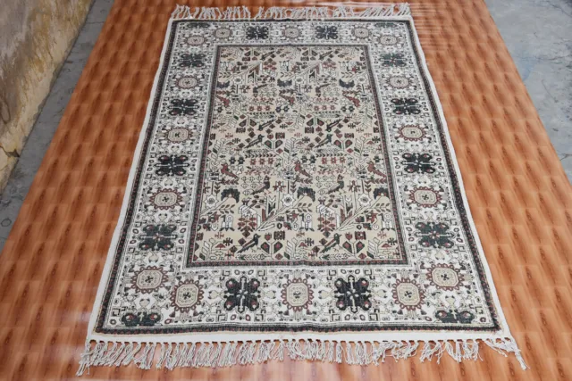 Alfombra de algodón Dhurrie con estampado de bloque manual alfombra de yoga 120x180 cm
