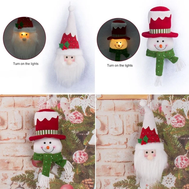 decoraciones colgantes de árbol de Navidad peluche muñeca colgantes iluminados