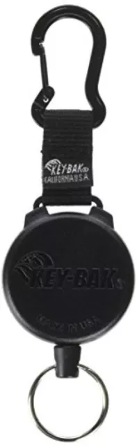 KEY-BAK Black Retractable Keychain Carabiner Reel Cord Length 48" Cord #0488-803