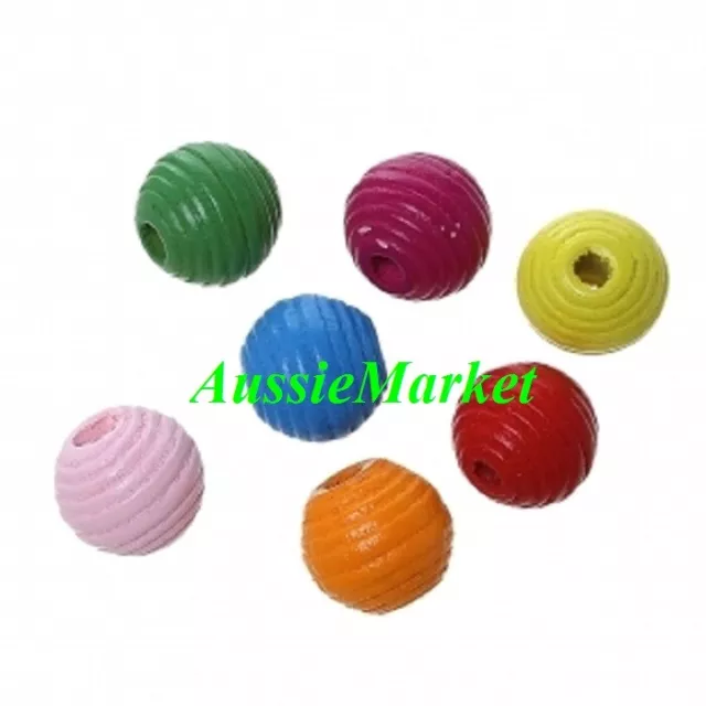 40 x wooden wood painted beehive beads 14mm x 13mm mixed colours jewellery craft