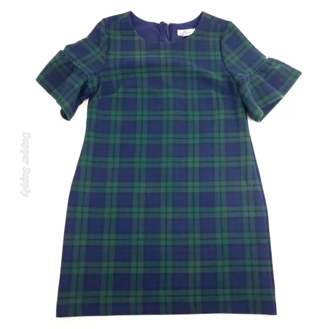 Vineyard Vines Dress Womens 12 Plaid Green Blue Heavy Flannel Exposed Zip Lined