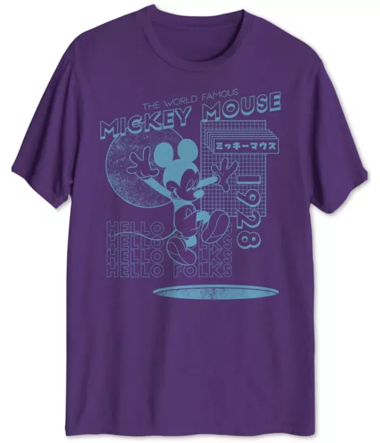 Jem Mens Mickey Mouse Graphic T-Shirt, Purple, Small