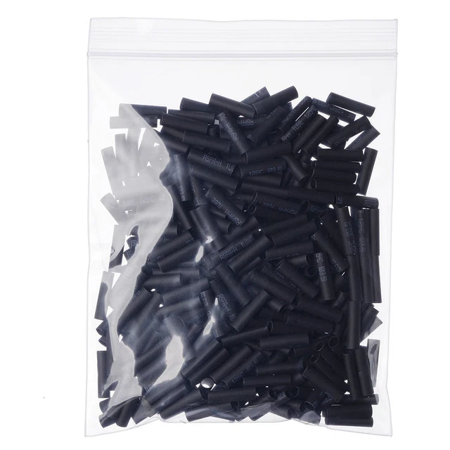 200pcs Black Heat Shrink Tubing Wire Wrap Cable Sleeve OD 3.5mm Length 18mm