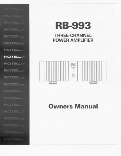 Bedienungsanleitung-Operating Instructions für Rotel RB-993