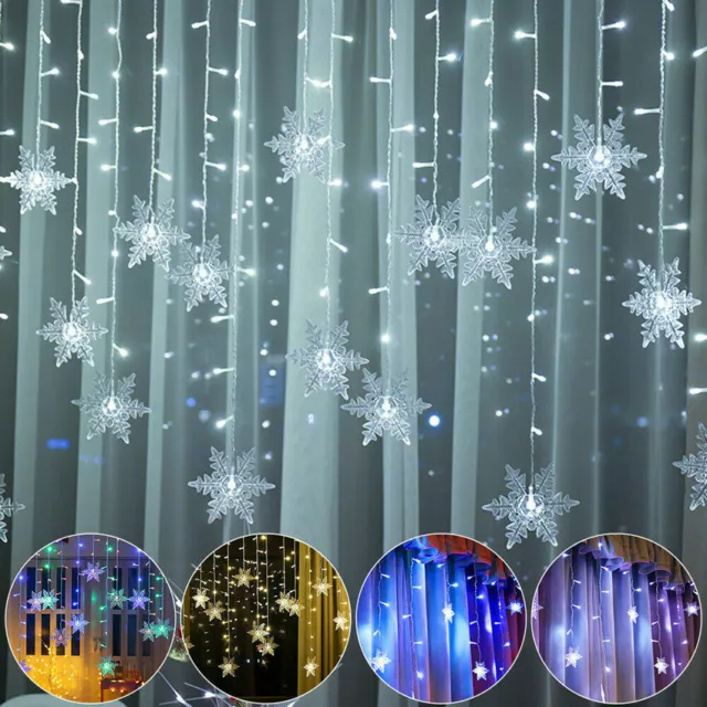 Xmas Indoor Flashing Snowflake Waterproof LED Fairy Curtain Connectable Lights