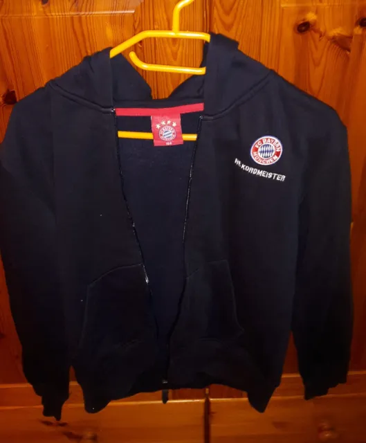 Kinder Sweatshirt FC Bayern München schwarz m. Kapuze und Reißverschluss Gr. 164