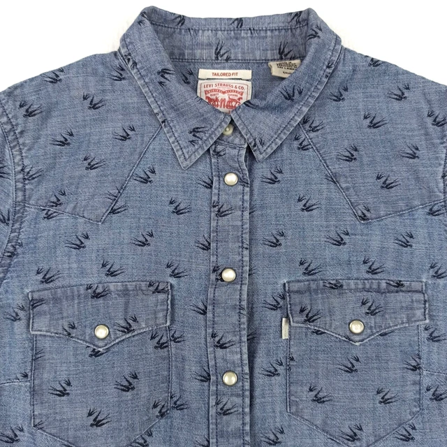 Levi’s Femme Chemise Denim Harlie en Coton avec Col à Pointe
