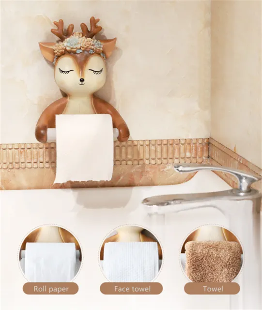 Tissue Holder Resin Deer Toilet Roll Paper Towel Rail Wall Mounted Home Decor