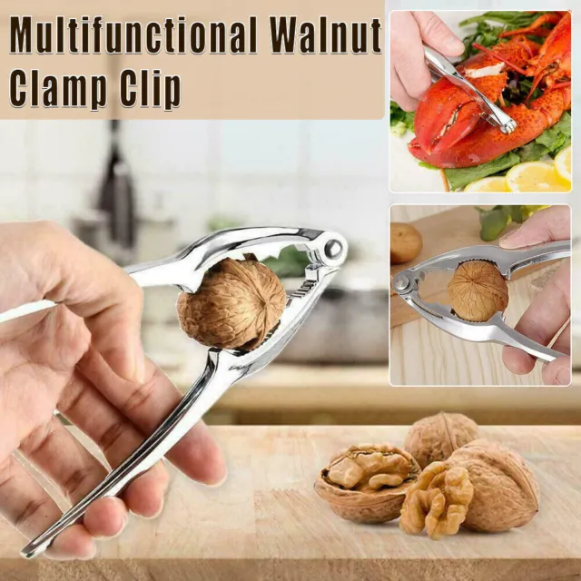 Nut Cracker Plier Metal Sheller Opener Walnut Almond Chrome Kitchen NutCracker