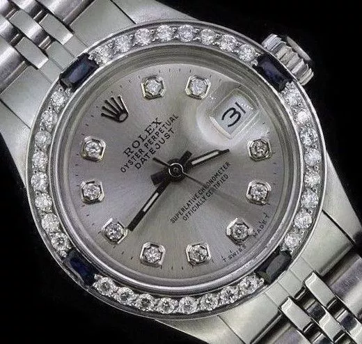 Rolex Ladies Datejust  Oyster Steel Diamond Dial Bezel Sapphire Luxury Watch