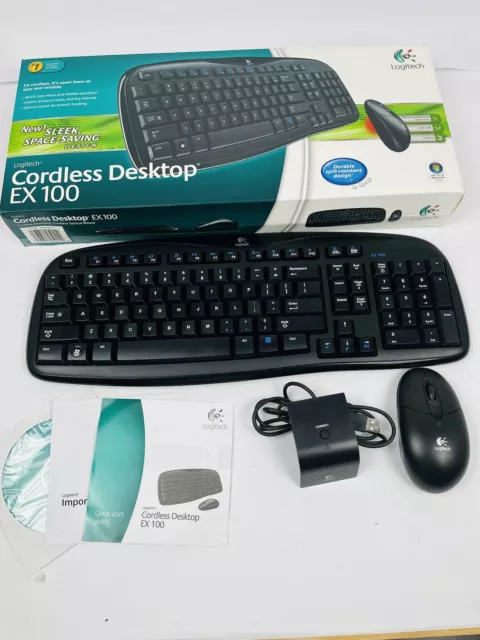 Logitech Cordless Desktop Keyboard and Cordless Mouse EX100 Spill Resistant