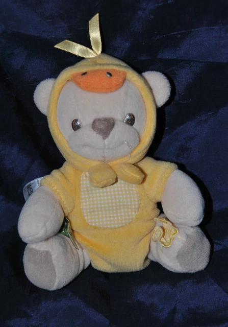 Peluche Doudou Ours Déguisé En Canard 2003 FISHER PRICE Jaune 14 Cm Assis TTBE