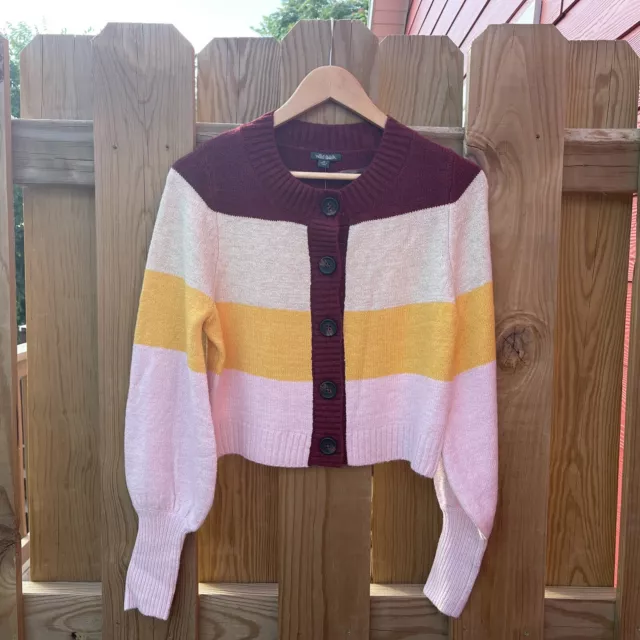 Women's Sz M WILD FABLE Cardigan Sweater Top NWT SOFT Fall Autumn Color-Block
