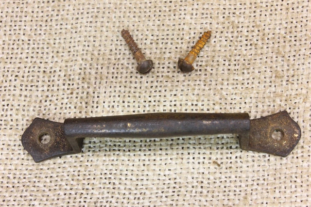 Old Door Furniture Drawer Handle Cabinet Pull Rustic Brass Color 3 1/2” Vintage