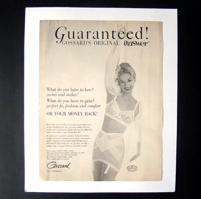 1965 PRINT AD - Gossard lingerie bra pantie girdle sexy girl