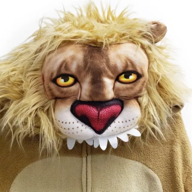 ADULT LION HALOWEEN COSTUME-3D Head Cover "Briefly Stated." 2X Full Body Pajama