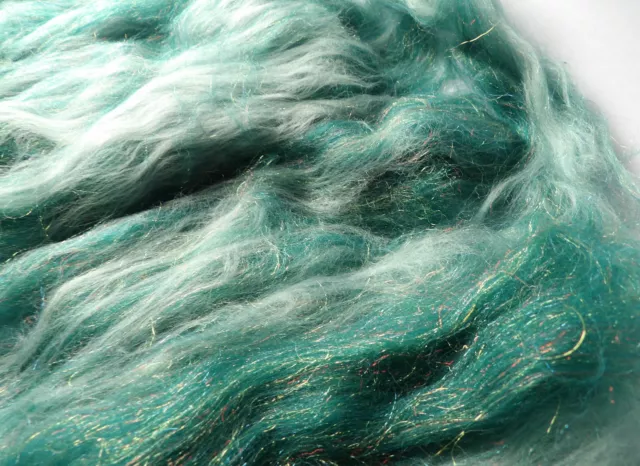 Aqua Marina Mermaid Shimmer Carded Art Batt 25-100g Sparkle Merino Silk Felting