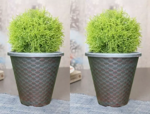 2 X 11" Large Wicker Planter Pots In / Outdoor Garden Patio Flower Herb Copper